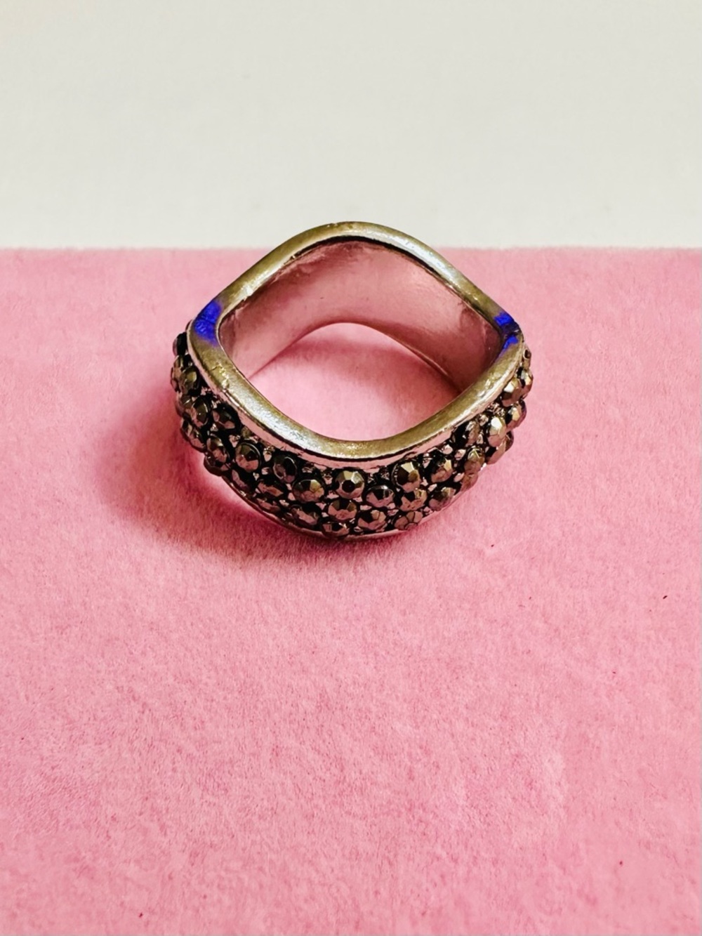 Gold Tone Pave Rhinestone Band Ring Size 7.5